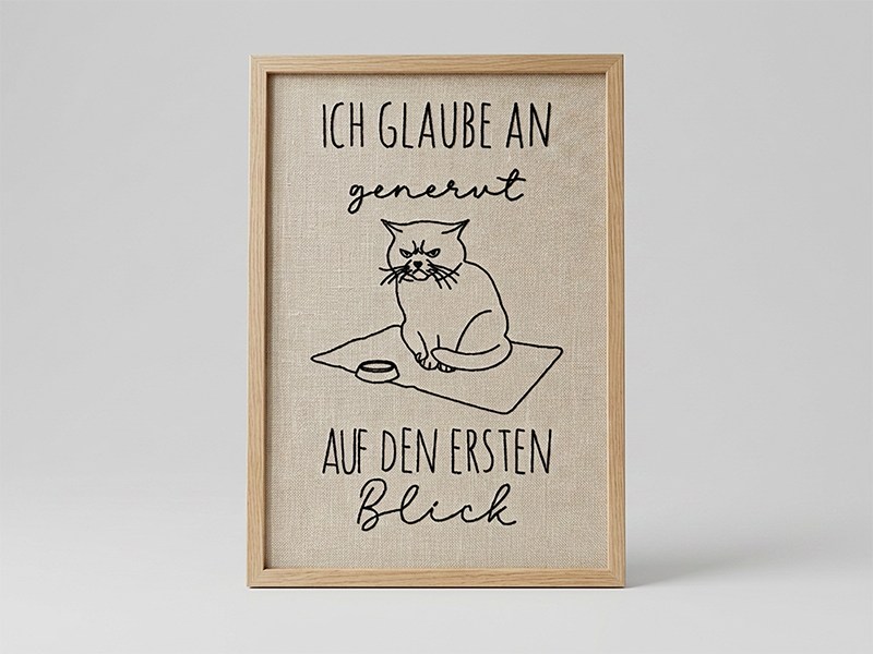 Ich glaube an genervt auf den ersten Blick Spruch - redwork Stickdatei